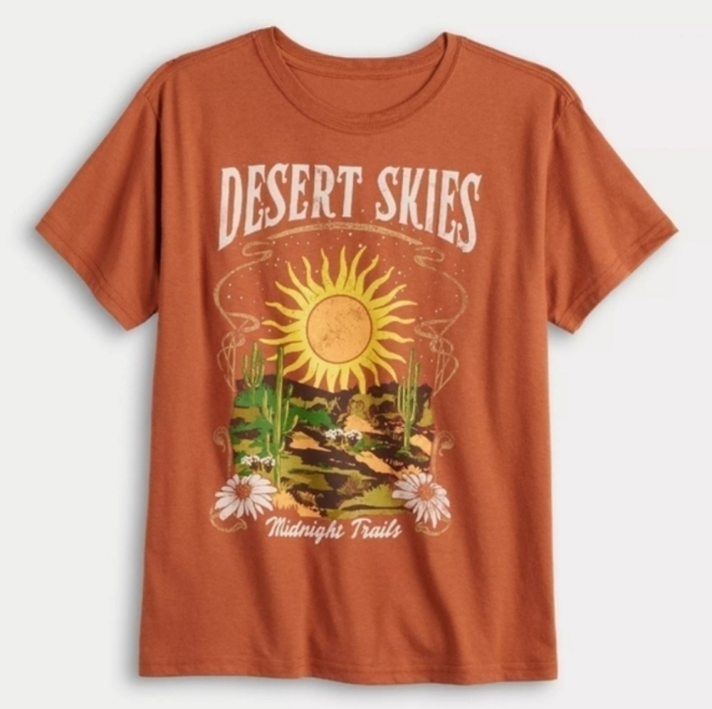 Mighty Fine Desert Skies Midnight Trails Graphic Tee Rust Juniors XL NWT